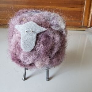 Handmade Lavender Purple Shetland Wool Sheep Figurine New